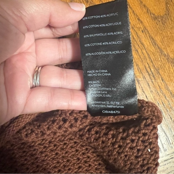 NEW Urban Outfitters Sunny Backless Crochet Halterneck Mini Dress in Brown Sz L - Picture 7 of 12